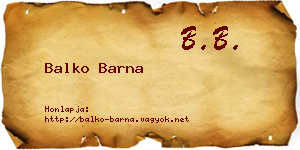 Balko Barna névjegykártya